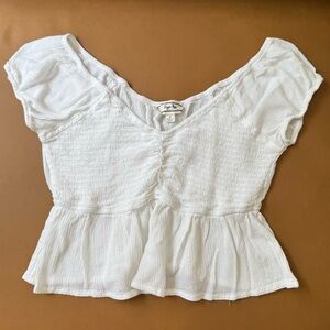 Hippie Rose White Ruffled Peplum Blouse